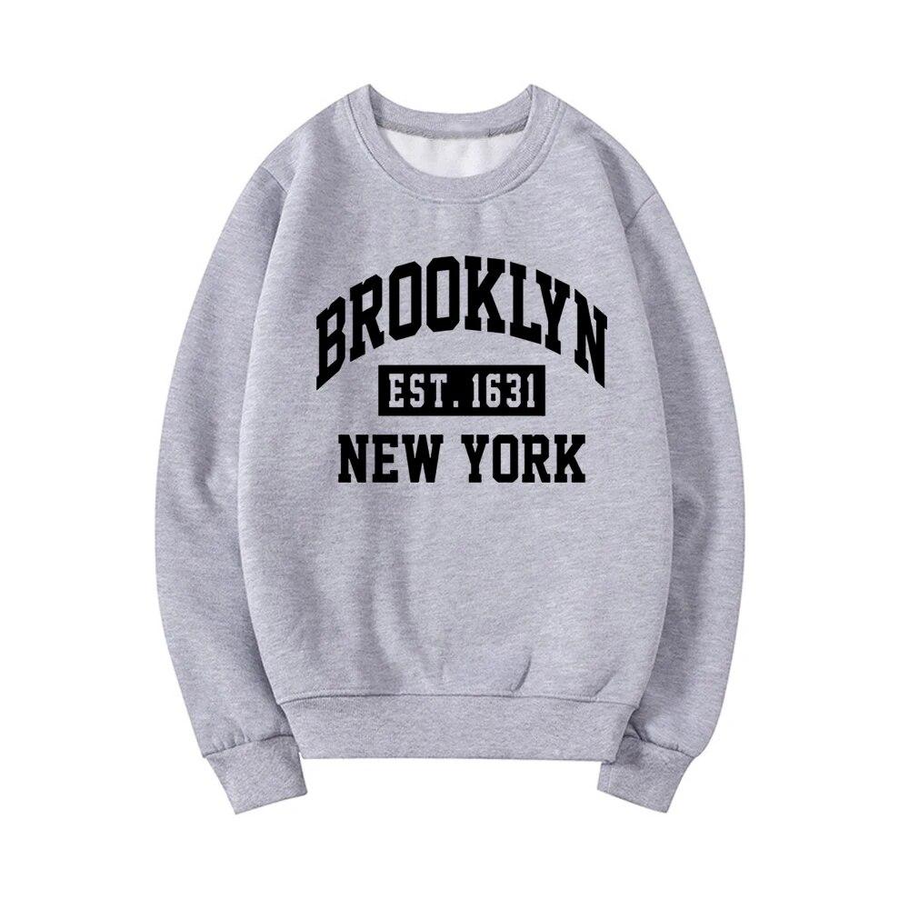 Толстовка с рисунком Brooklyn NYC с надписью Brooklyn New York Рубашки с капюшоном Нью-Йоркский подарок Осенний пуловер унисекс Повседневная уличная толстовка унисекс