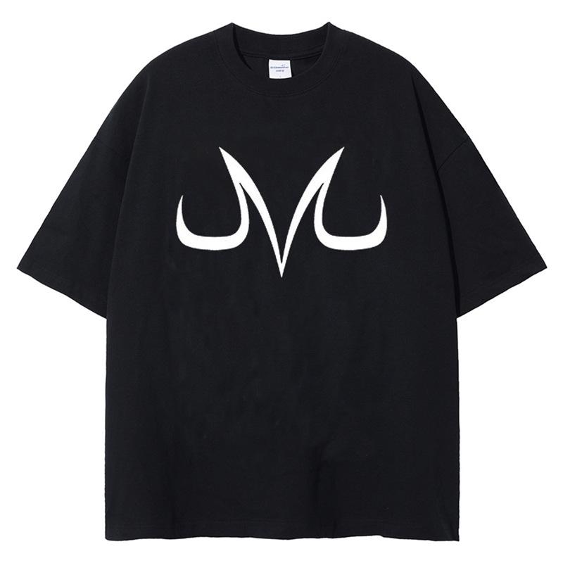 Харадзюку Винтажная Черная Футболка с Аниме Принтом Мужская Уличная Одежда