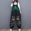 Черные комбинезоны с мультяшным принтом для женщин, свободные винтажные уличные комбинезоны с широкими штанинами, женские джинсовые комбинезоны, смешанные цвета