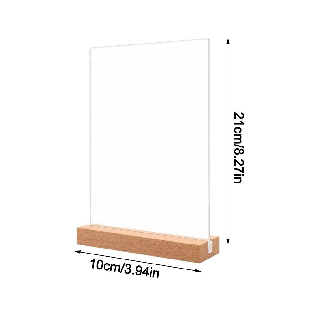 Table Top Acrylic Sign Holder Wood Base Table Top Display Stand Restaurant Menu Display
