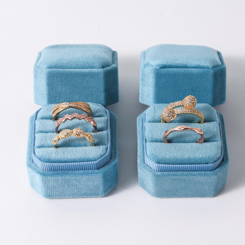 Custom Velvet Octagonal Ring Box for Wedding Anniversary Jewelry