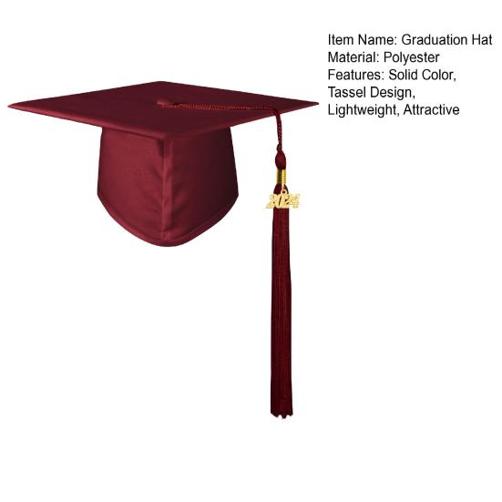 Выпускная шляпа для взрослых с кисточкой, однотонная, невыцветающая, выпускная шляпа бакалавра для средней школы, реквизит для косплея