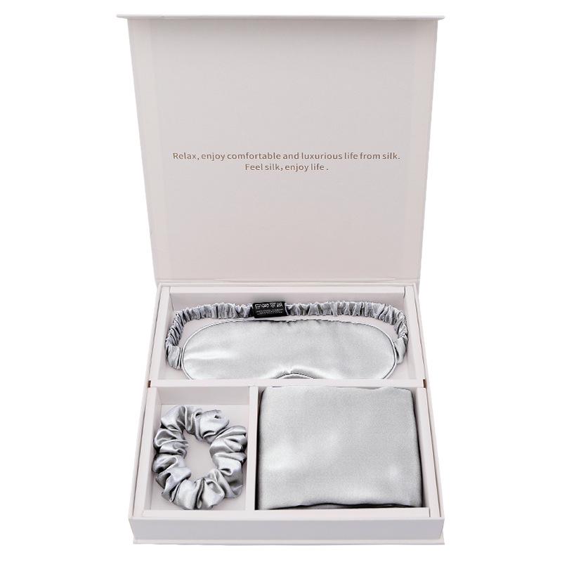 Butterfly Embroidered 100% Mulberry Silk Gift Set: Eye Mask, Hair Band, Pillowcase