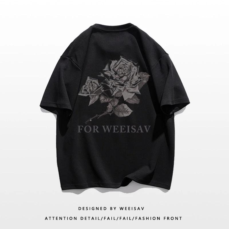 Летняя мода, тяжелая ретро мужская футболка с английскими буквами из 100% хлопка с принтом и круглым вырезом, высококачественная повседневная уличная футболка для фитнеса