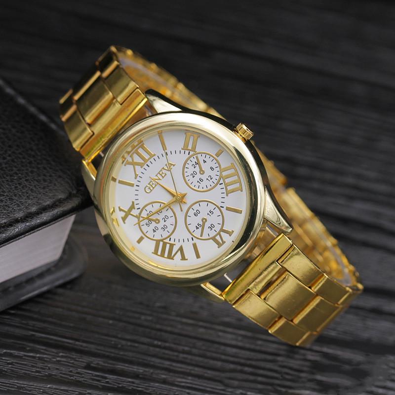 Часы кварцевые с тремя глазами, на стальном ремешке, роскошные, для мужчин, римские, новые, Женевские, мужские, джентльменские, с цифрами