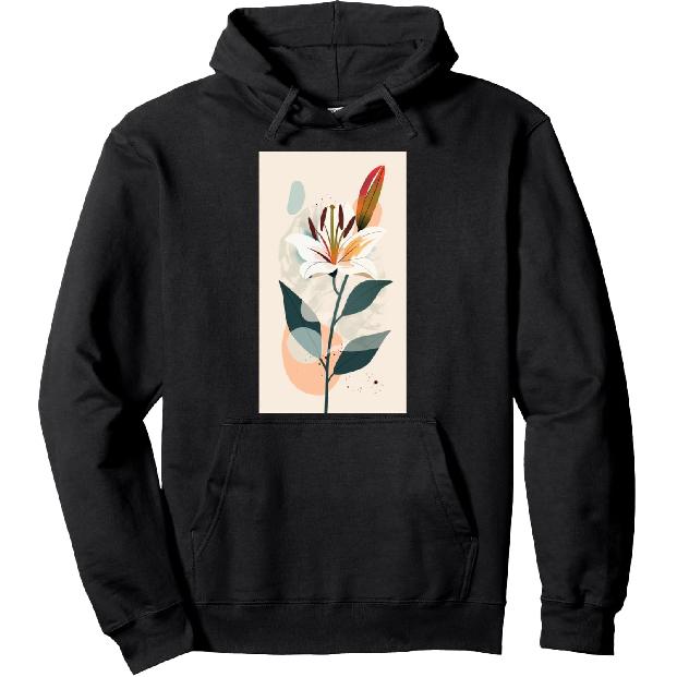 Minimalist Lily Flower Floral Botanical Modern Pullover Hoodie