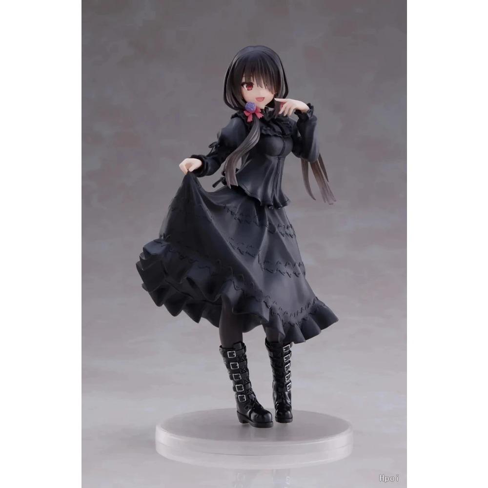 18CM DATE A LIVE Tokisaki Kurumi Anime Figure Cute Girl Model Toy PVC Black Dress Dress Up Standing Model Car Interior Ornament