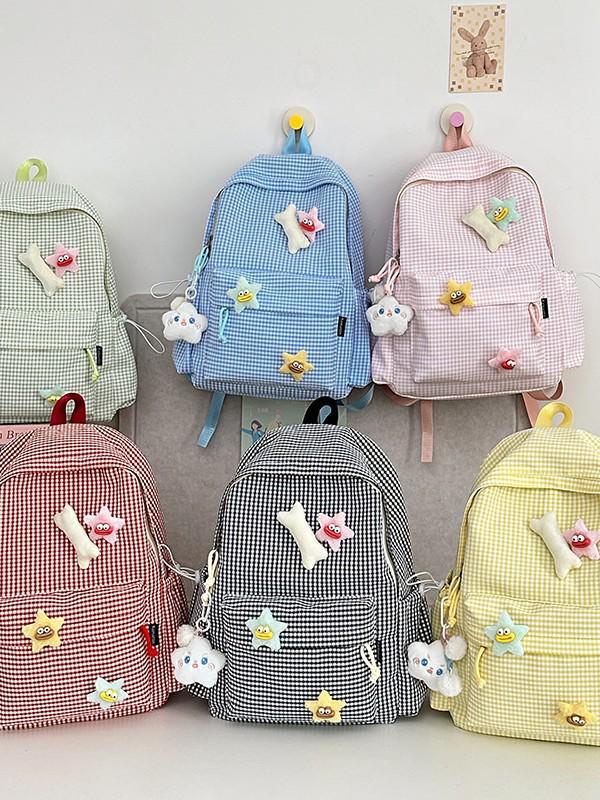 Высококачественный мягкий клетчатый рюкзак для девочек, предназначенный для поездок за границу — вместительный, подходит для учащихся средних, старших классов и студентов колледжей.