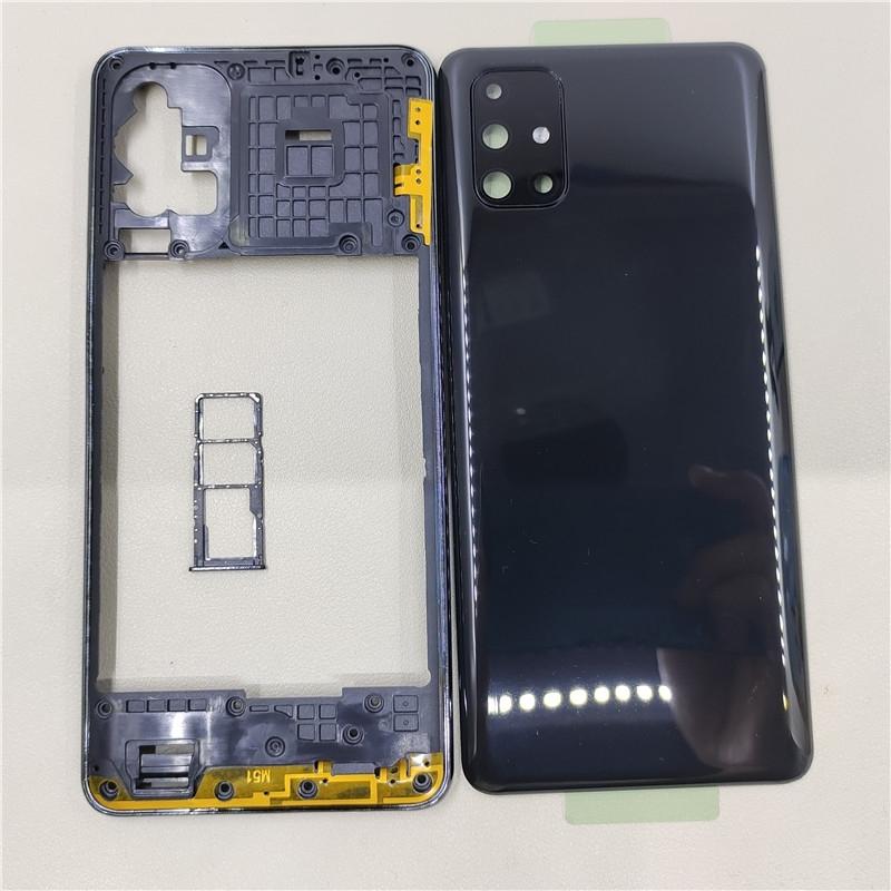 Средняя рамка корпуса для Samsung Galaxy M51 M515F Задняя крышка аккумулятора Панель Крышка Задняя дверца С объективом камеры