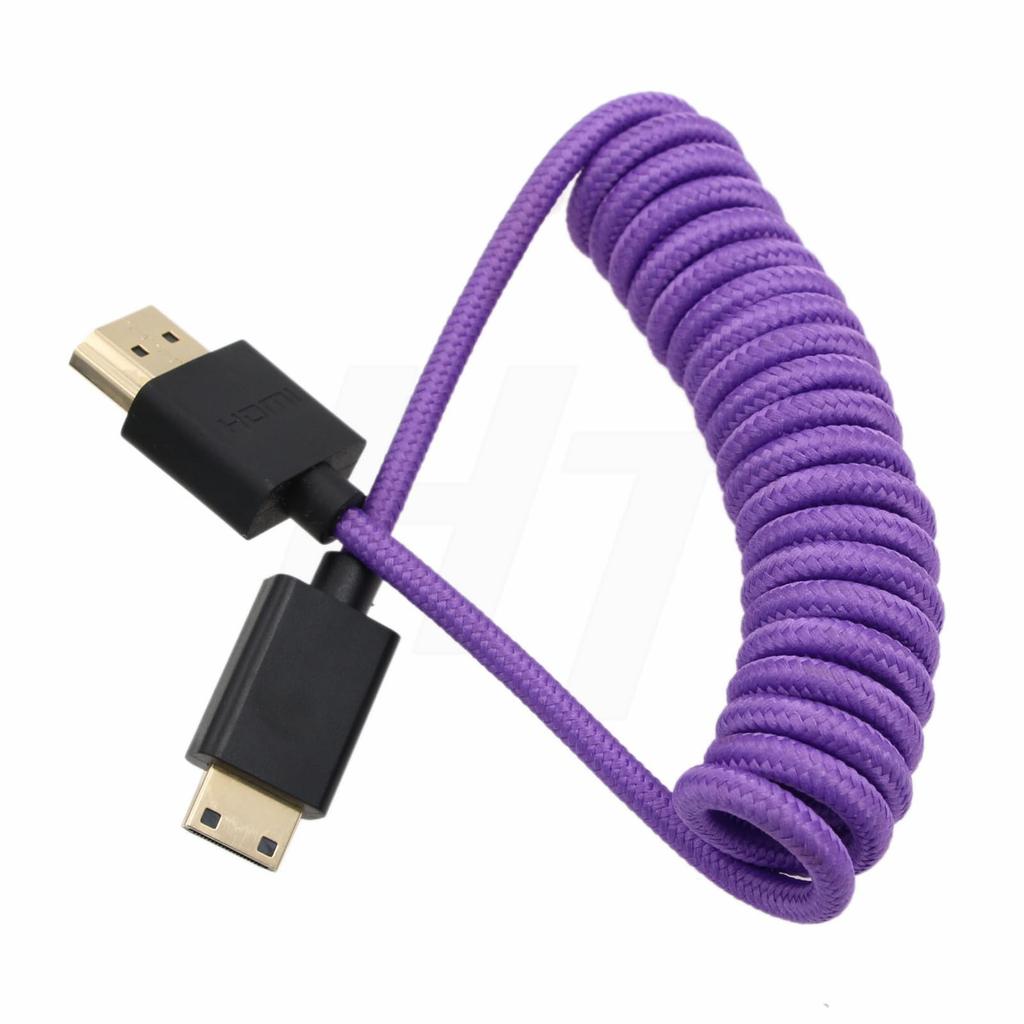 HangTon 8K 4K 60p Mini HDMI to HDMI плетеный спиральный кабель для Nikon Z5 Z7 D750 Sony CX7 SR7E Canon EOS R RP 5DIV ATOMOS Ninja V Portkeys Video Assist