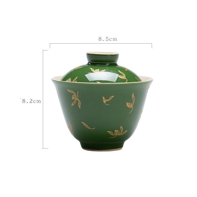 Red Ceramic Teacup Porcelain Tea Tureen Handmade Orchid Bowl Chinese Kung Fu Gongfu Gaiwan Retro Teaware Drinkware Tea Ceremony