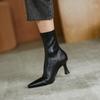 Keep It Heavy! Huge Good-looking~ Classic Black Pointed-toed Thin-heeled Thin Socks Boots, High-heeled Elastic Short Boots, Single Boots for Women