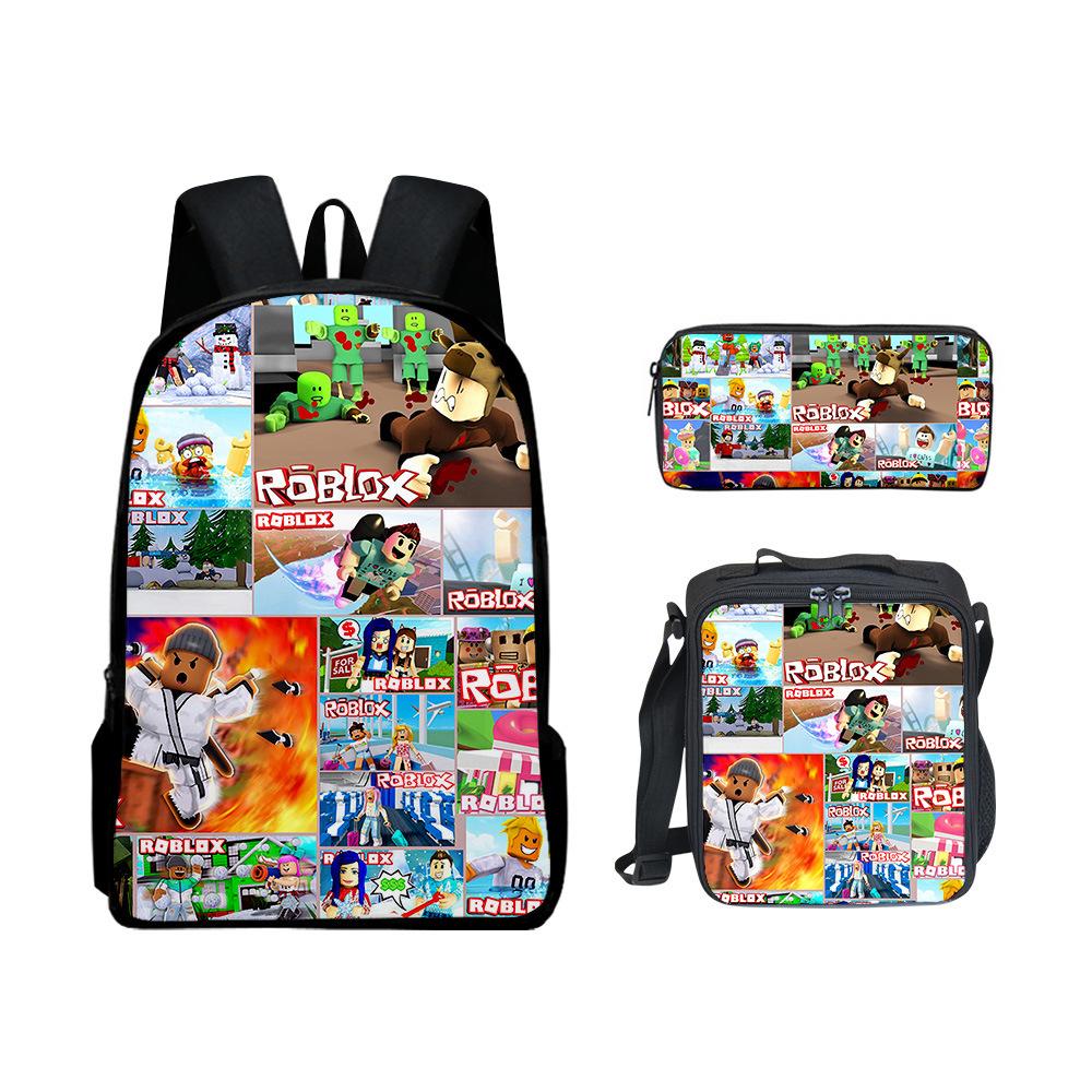 Dropshipping 3D new product Roblox student school bag lunch bag pencil bag Roblox printed backpack three-piece set