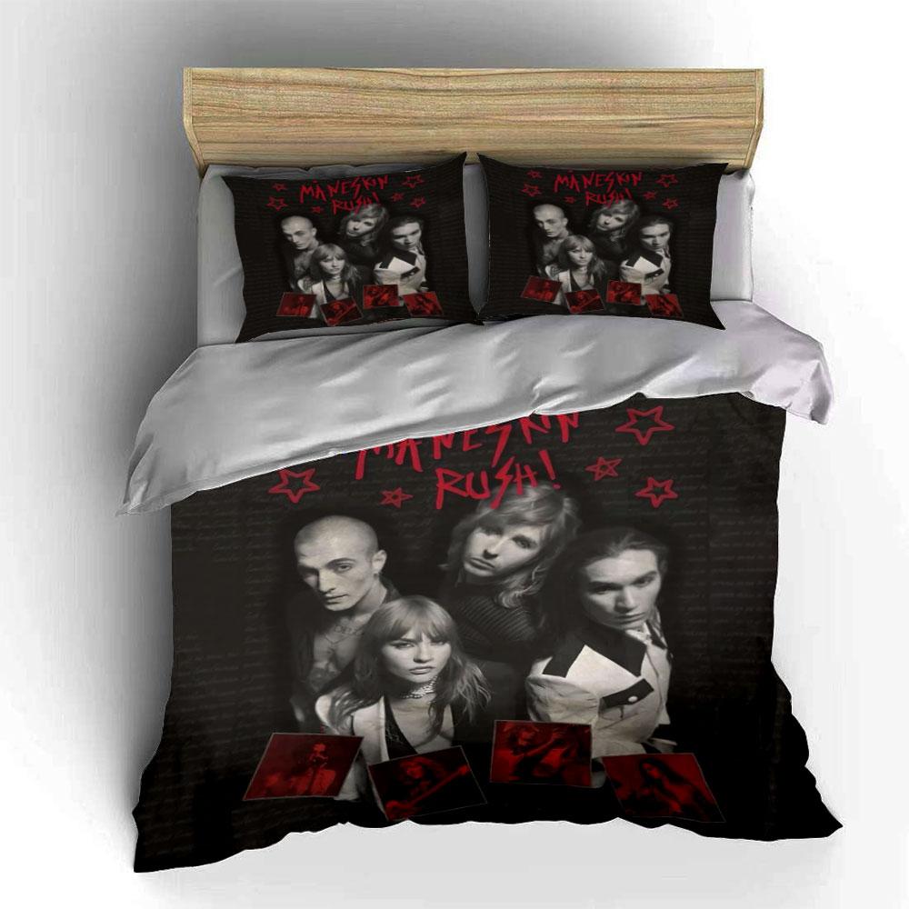 Måneskin Band Stars Design Bedding Duvet Cover Set Duvet Cover Pillowcases (1*Duvet Cover 2*Pillowcases, without duvet insert)