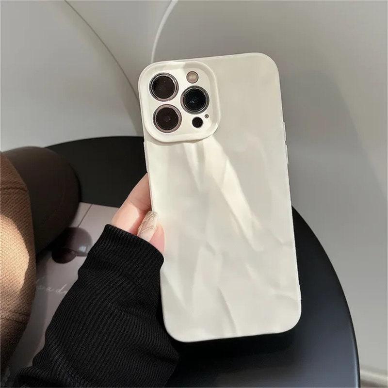 Fashion Silicone Fold Wrinkle Phone Case For iPhone 14 13 12 11 15 Pro Max SE X XS XR 8 7 Plus Soft Candy Color Full Cover