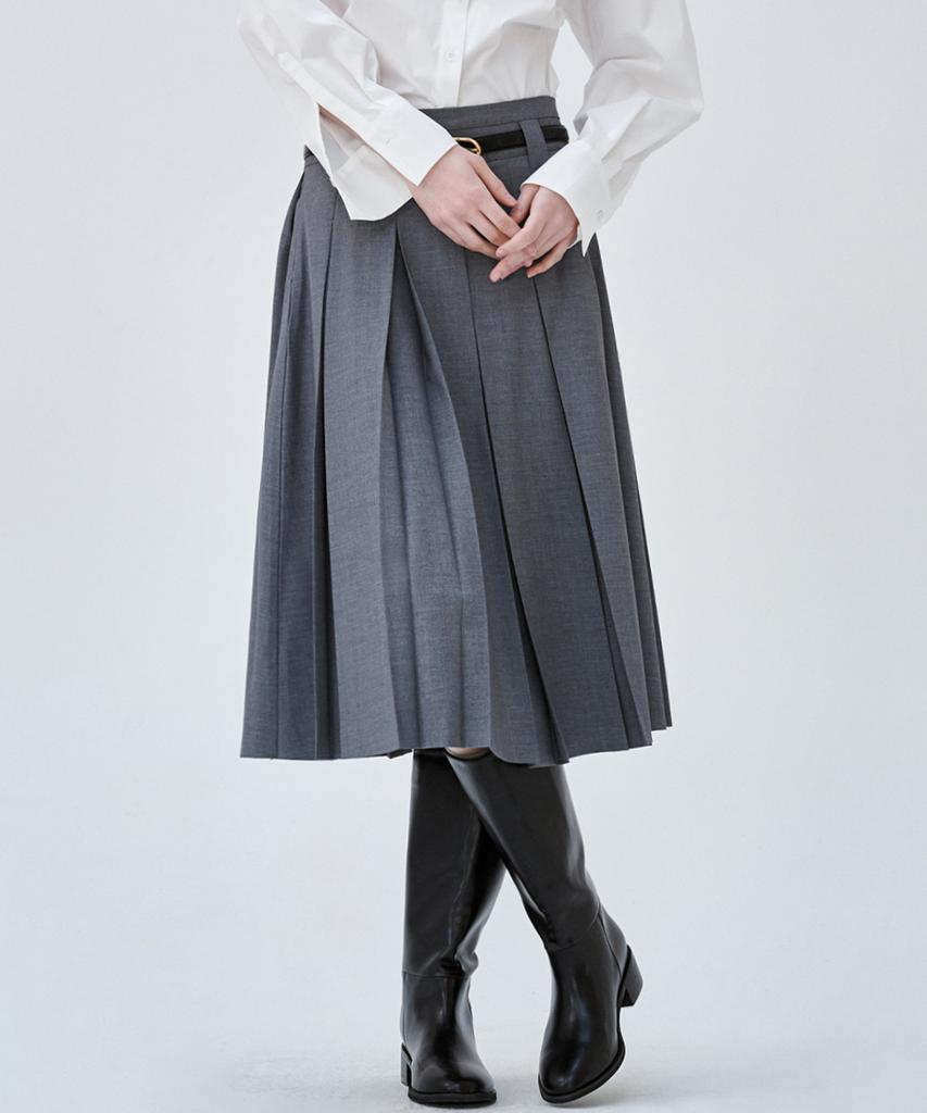 Marop 3113 Pleated Skirt (Dark Gray)