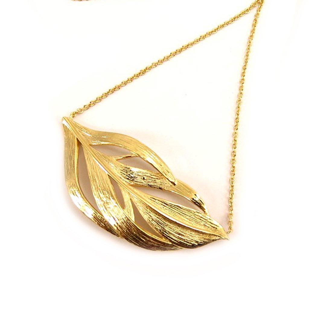Les Trésors De Lily [L4593] - Позолоченное колье «Лист» - 47x20 мм