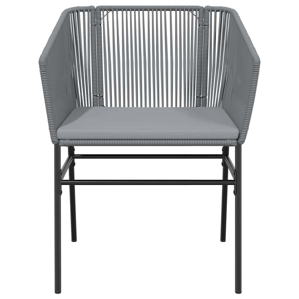 3 Piece Garden Dining Set with Cushions Gray Poly Rattan Glass Table