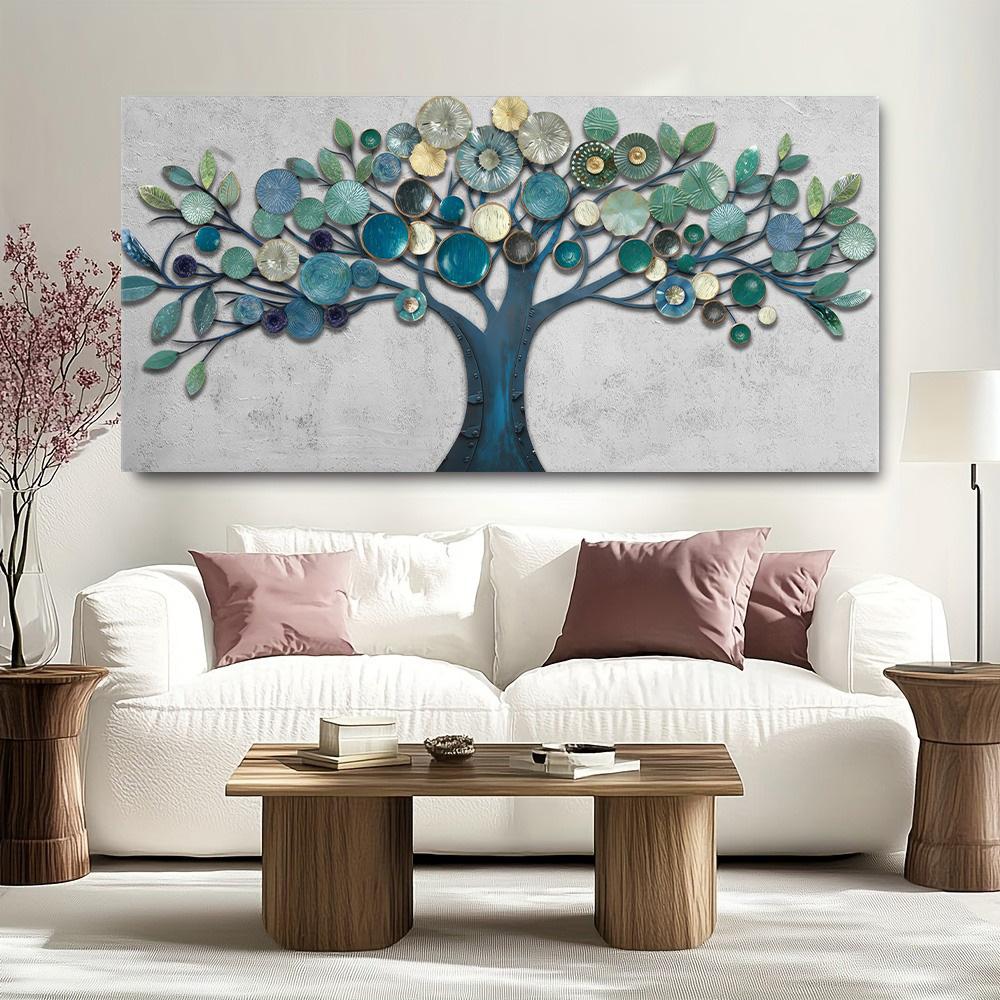 Настенное искусство Гостиная Бирюзовый Синий Дерево Жизни Абстрактная Пейзажная Живопись Современная Печать Художественное Оформление Для Спальни Офиса Домашнего Декора