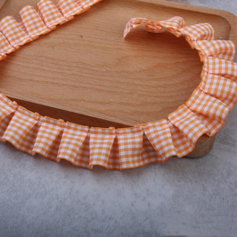 2.5cm wide colorful ribbon Pleated check lace handmade crafts doll dress Quiet book bundle Creative felt panel trim material