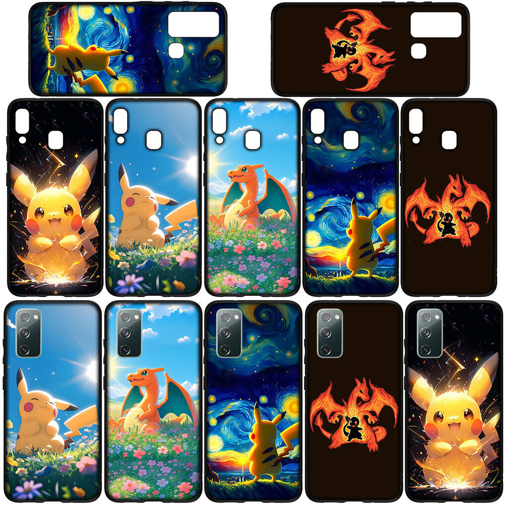 Cover for iPhone 17 16 15 Xiaomi Poco Redmi Note 14 13 12 Pro Max 9 16e Samsung Galaxy S25 S24 S23 OPPO Huawei Charmander Pokemon Pikachu Phone Case