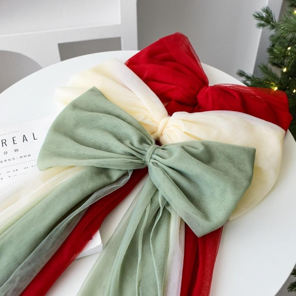 Изысканные бантики, сетчатые красные рождественские подвески в виде елок, легкие подвесные украшения-бантики, Новый год