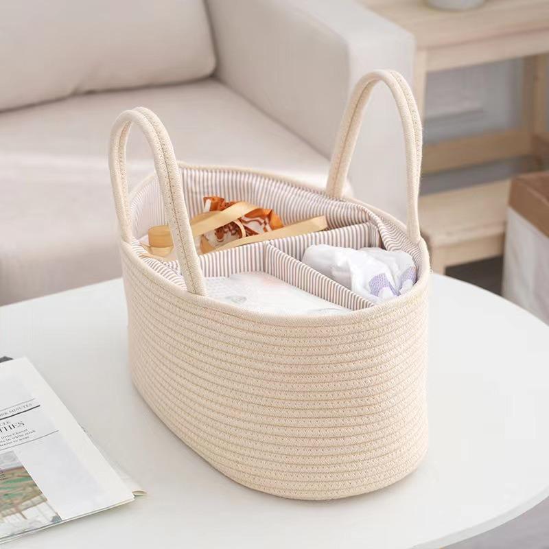 Сумка-органайзер для подгузников, плетеная хлопковая сумка-корзина, многоцелевая сумка, корзина для размещения по категориям