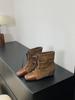 Inner heightening medium boots women's autumn and winter new square head splicing pleated drawstring wide tube fashion boots