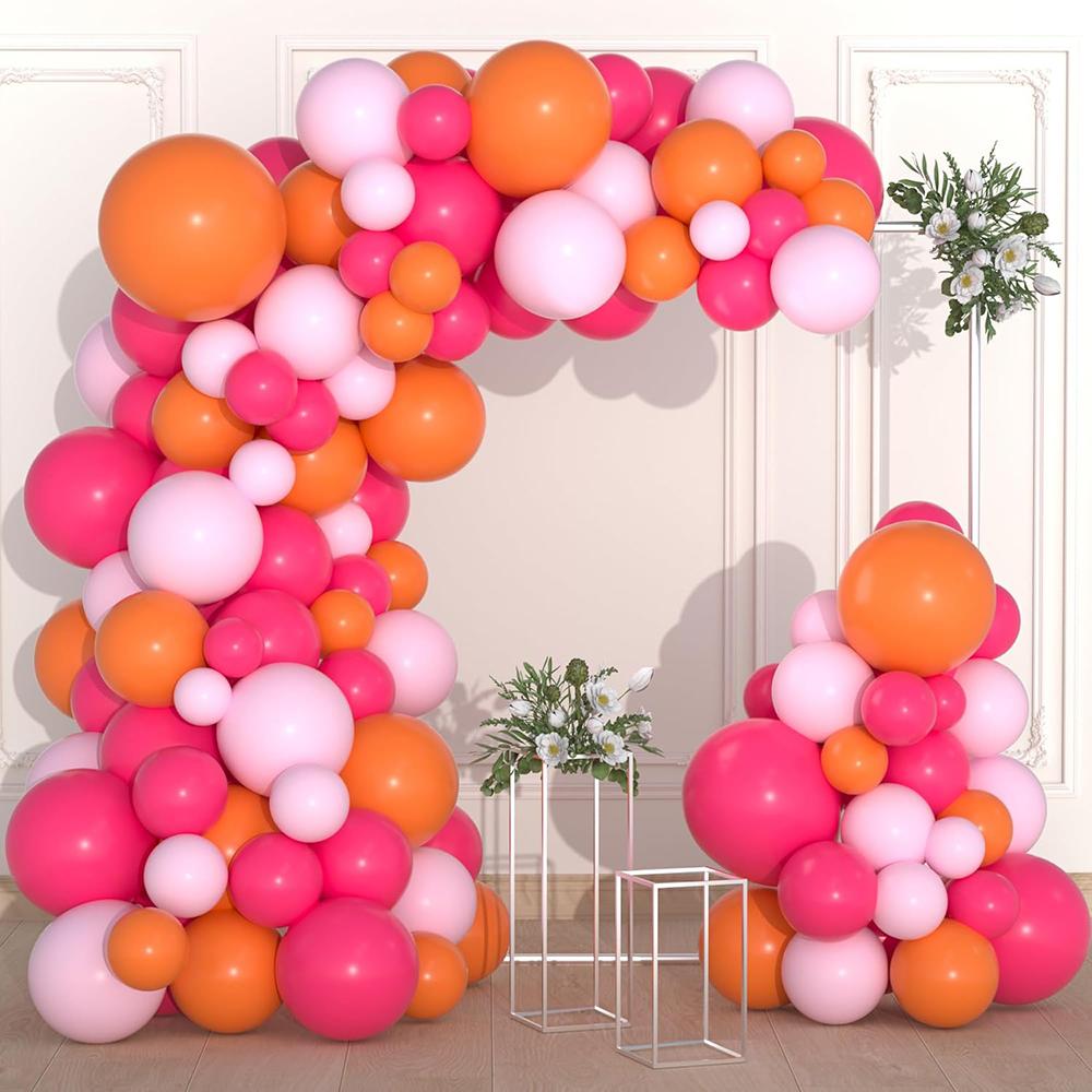 Orange Theme Balloons Garland Rose Pink Balloon Kit Arch Bridal Shower Wedding Anniversary Birthday Party Home Party Decoration