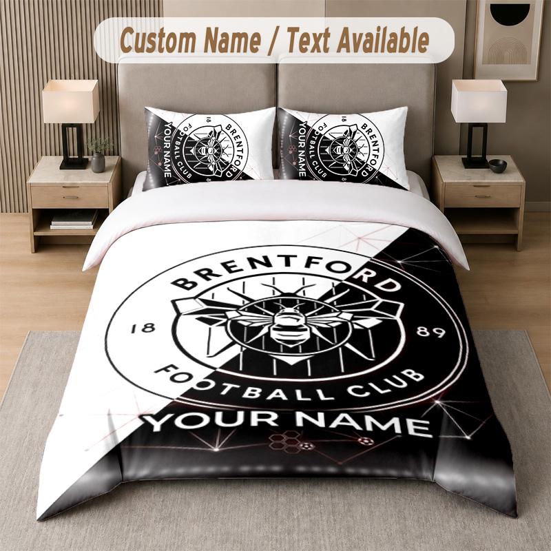 Brentford Football Design Bedding Set Custom Text 1 Duvet Cover & 2 Pillow Cases