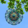 10 Inch 2D Laser Cut Metal Wind Spinner Geometric Peacock Feather Design 360 Rotating Hook Outdoor Indoor Garden Decor Housewarming Gift for Women Men