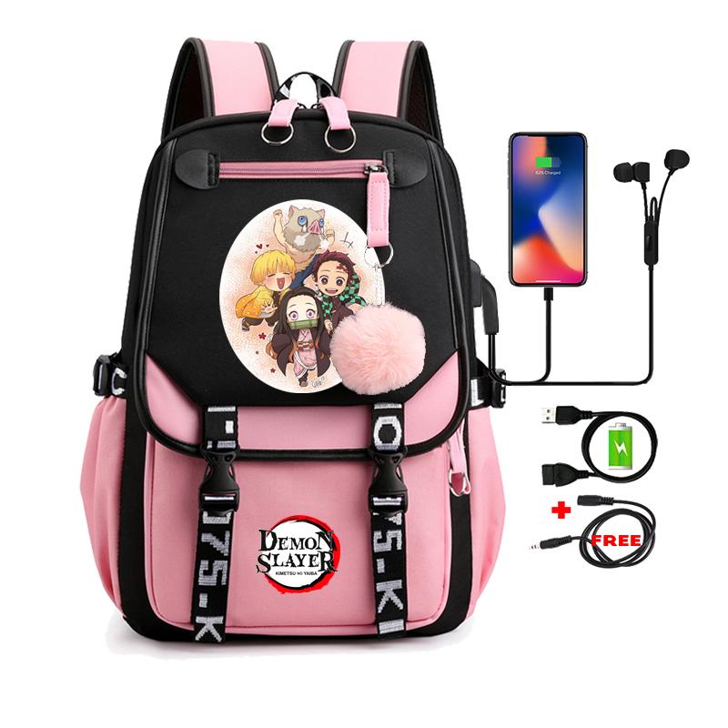 Anime Adults Large Capacity Backpack Bags Demon Slayer Nezuko Kawaii Cartoon School Bag forManga To Travel Daily Girls Bookbags