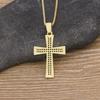 Nidin New Design Cross Blue Crystal Pendant Chain Necklace Copper Cubic Zircon Choker 4 Colors Choice Religion Jewelry Gifts