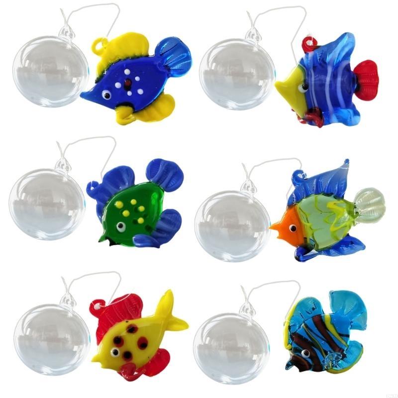 62KD Creative Glass Fish Bubble Aquarium Float Decors Set of 6 Unique Designs