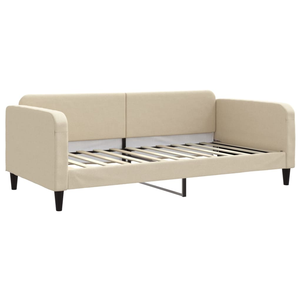 Vidaxl Sofa Rozsuwana Z Materacami, Kremowa, 100X200 Cm, Tkanina