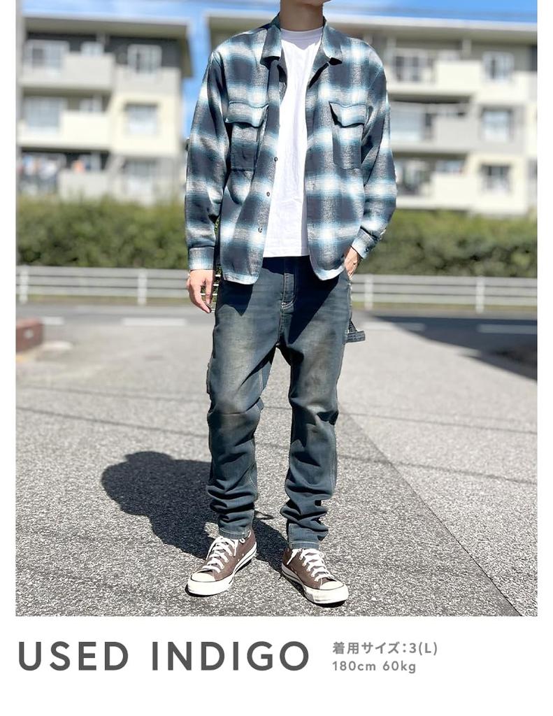 BEATJIVE Used Sarouel Painter Vintage Skinny Work Winter Used 9213-2030 (Size 4, Indigo) Pants, Pants, Denim, Finish, Stretch, Pants, Spring, Summer,