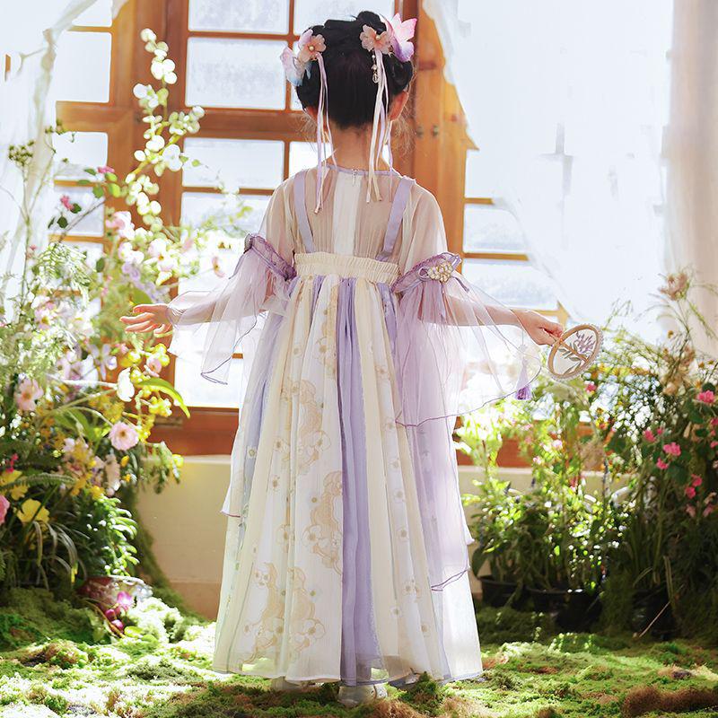 Весна 2026 Девочки Hanfu Древний Стиль Принцесса Танский Костюм Платье для Детей - Летняя Версия