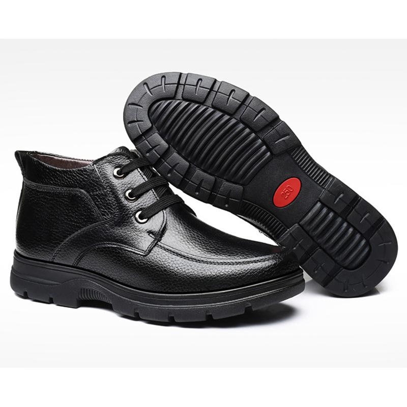 Зимняя обувь 2025 года - Теплые плюшевые мужские ботильоны до щиколотки -30 градусов Нескользящая повседневная мужская брендовая обувь Чисто черный