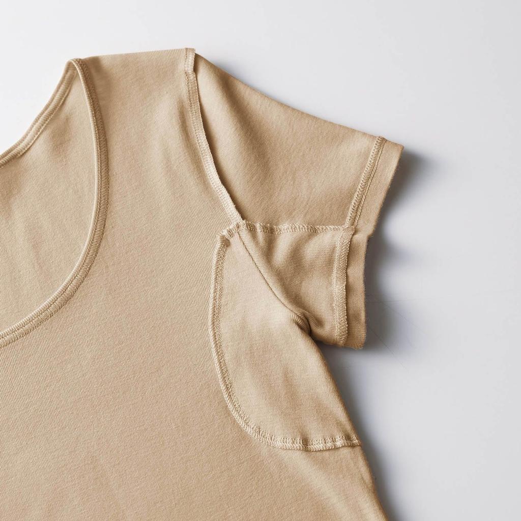 Belle Maison French Size M Women's Undershirt, 100% Cotton, Sleeve, Moisture-Wicking, Quick-Drying, Deodorizing, Sweat-Absorbent, Salarist, Off-White,