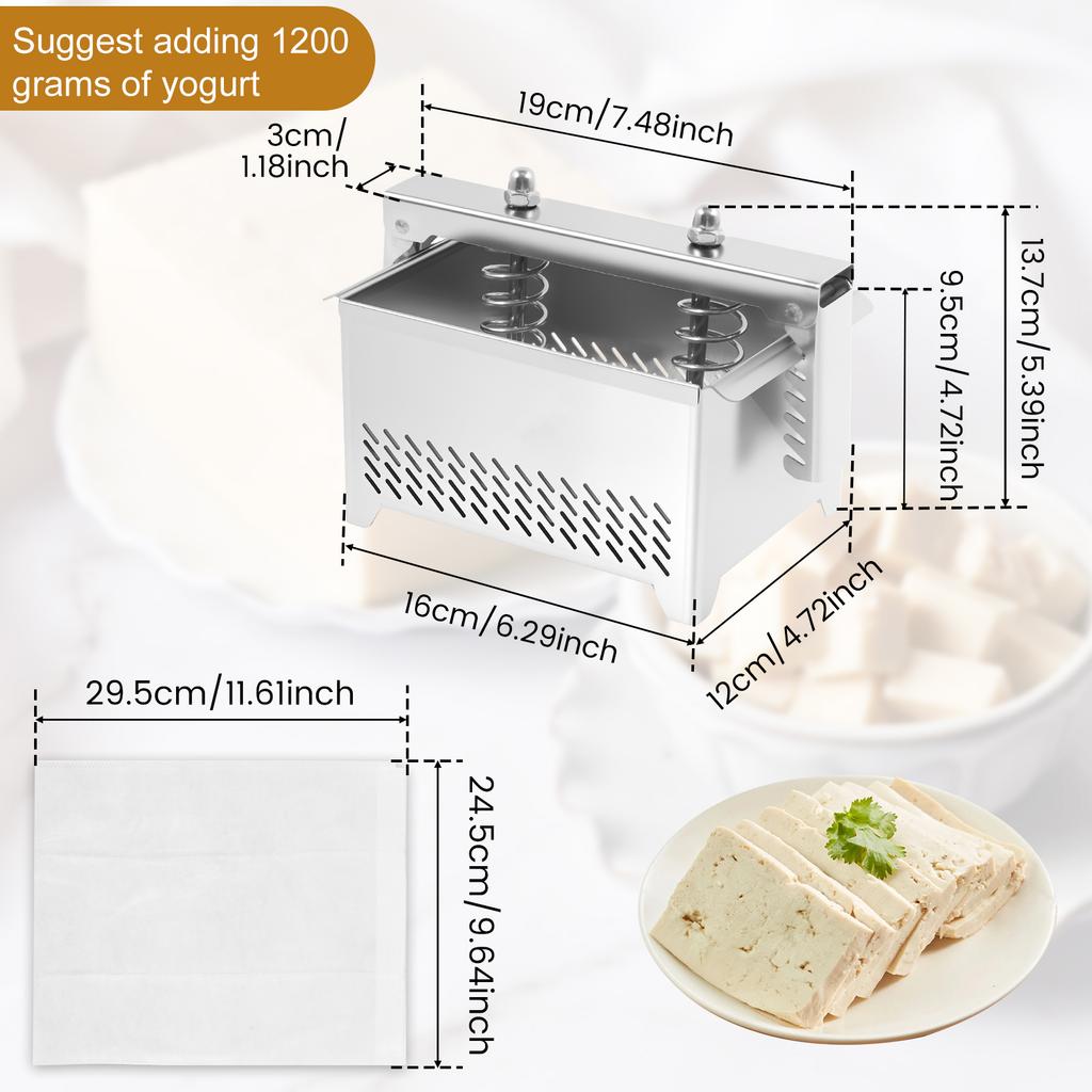 Пресс для тофу из нержавеющей стали, пресс для приготовления сыра с фильтровальной тканью, форма для приготовления панира, сепаратор сыворотки для кухни, форма для самостоятельного приготовления тофу, сыра, панира