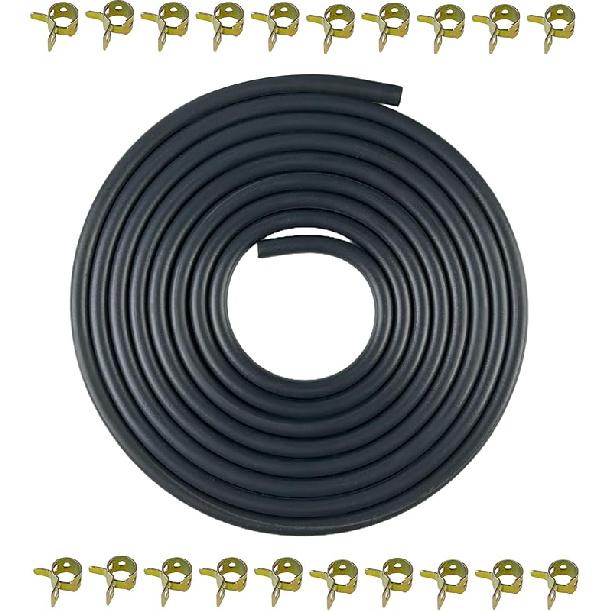YAMAKATO 10 Feet 1/4 Inch ID Fuel Line Hose For Kawasaki Kohler Briggs & Stratton Small Gas Diesel Powersports Engines And Generators W/ 20 Clamp
