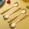 1/6Pcs Dessert Spoon No Burr Heat Insulation Stainless Steel Cartoon Duck Anti-slip Mixing Scoop