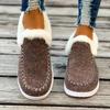Ladies Shoes 2024 Hot Sale One Kick Women's Boots Winter Round Toe Plush Fleece for Warmth Solid Short Barrel Flat Snow Boots