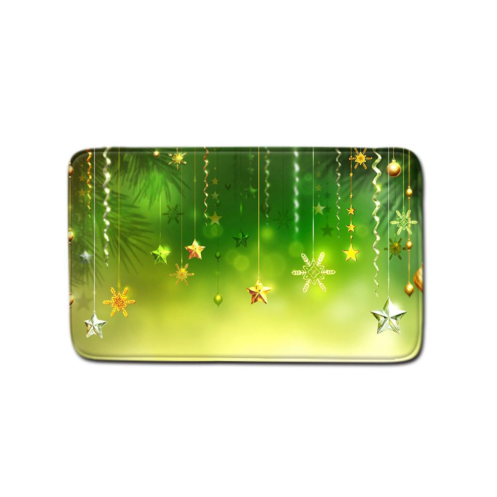 Christmas Home Shower Curtain Waterproof Polyester Cloth Toilet Floor Mat Four-Piece Set Entrance Door Mat Bedroom Living Room Carpet