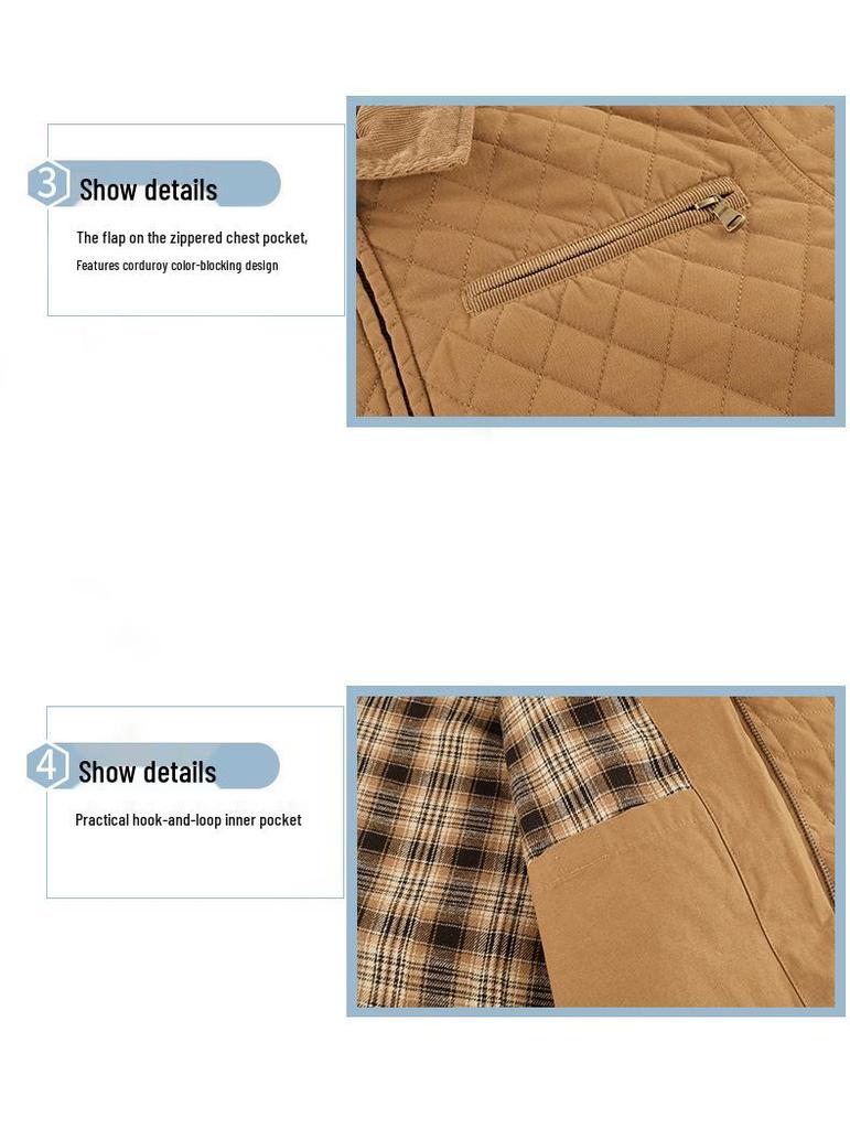 Мужская стеганая куртка из хлопкового холста, американского размера, утепленная теплой фланелью