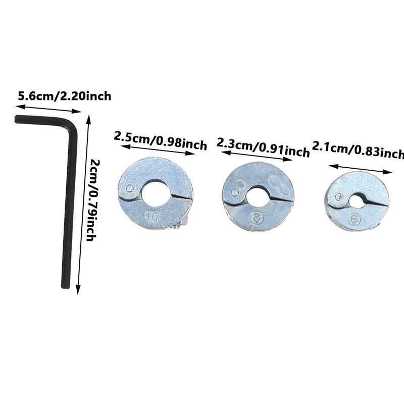 3PCS Drill Bit Stopper Collars Zinc Alloy Drilling Depth Stop Rings with Hex Wrench Open Type 6mm 8mm 10mm For Drill Bit