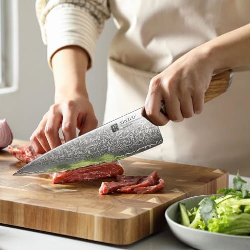 Набор шеф-ножей XINZUO из 73-слойной дамасской стали, 5 предметов, кованый вручную, острый кухонный набор ножей с сердцевиной из порошковой стали, шеф-повар, сантоку, хлебный, универсальный, для чистки овощей