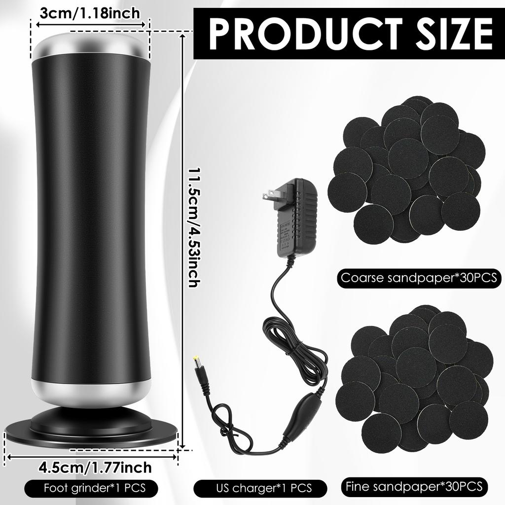 Электрическая пилка для удаления мозолей на ногах, перезаряжаемый инструмент для педикюра, регулируемая пилка для стоп, портативное средство для удаления мозолей со сменной наждачной бумагой