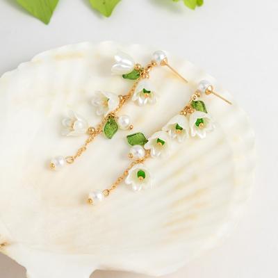 Цепочка на руку Ландыши Ожерелье Жемчуг Майские колокольчики Серьги Цветы Комплект украшений для девочек