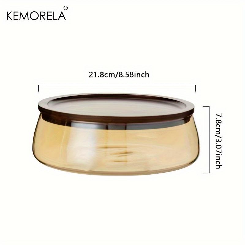 KEMORELA 1 шт. Стеклянные контейнеры для хранения продуктов с деревянной крышкой, кухонный органайзер для хранения закусок, фруктов, конфет, орехов, мелочей